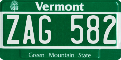 VT license plate ZAG582