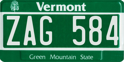 VT license plate ZAG584