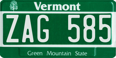 VT license plate ZAG585