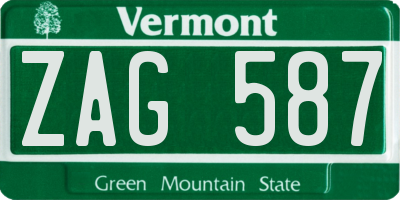 VT license plate ZAG587