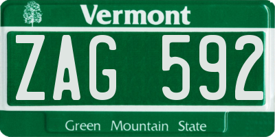 VT license plate ZAG592