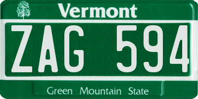 VT license plate ZAG594