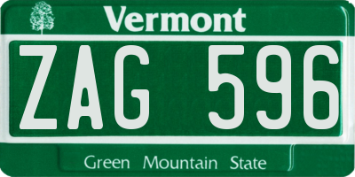 VT license plate ZAG596