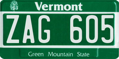 VT license plate ZAG605