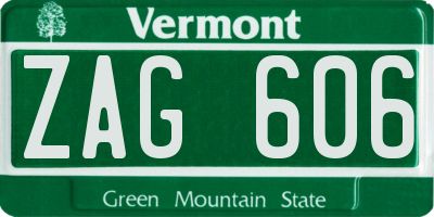 VT license plate ZAG606