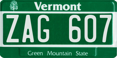 VT license plate ZAG607