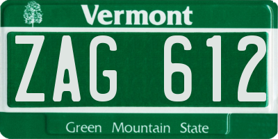 VT license plate ZAG612