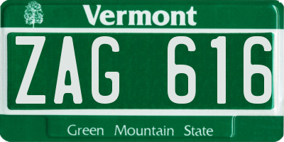VT license plate ZAG616