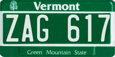 VT license plate ZAG617