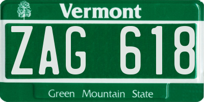 VT license plate ZAG618
