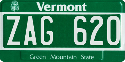 VT license plate ZAG620