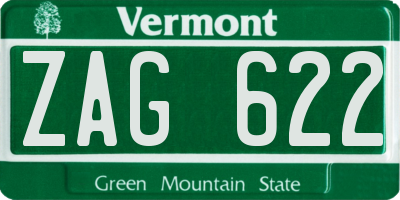 VT license plate ZAG622