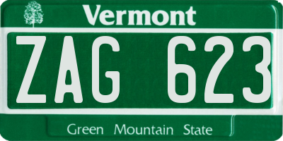 VT license plate ZAG623