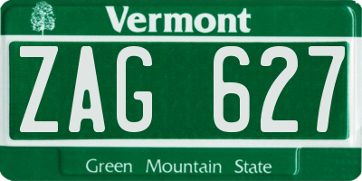 VT license plate ZAG627