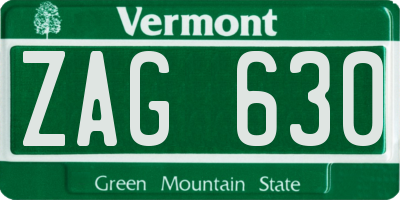 VT license plate ZAG630