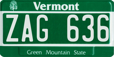 VT license plate ZAG636