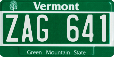 VT license plate ZAG641