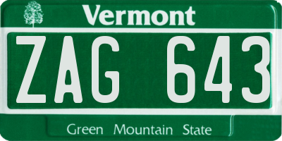 VT license plate ZAG643