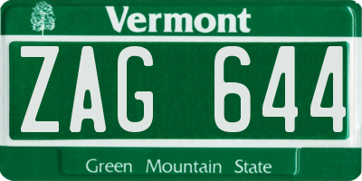 VT license plate ZAG644