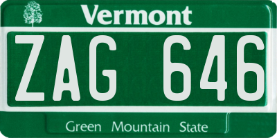 VT license plate ZAG646