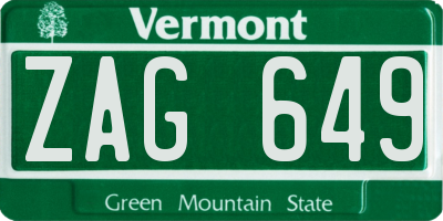 VT license plate ZAG649