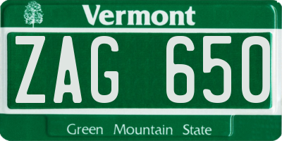 VT license plate ZAG650