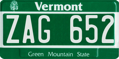VT license plate ZAG652