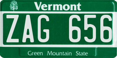 VT license plate ZAG656