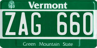 VT license plate ZAG660