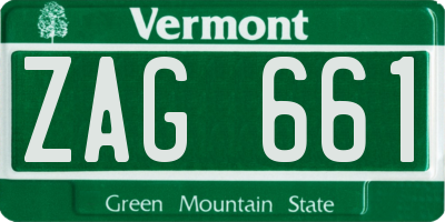 VT license plate ZAG661