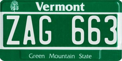VT license plate ZAG663