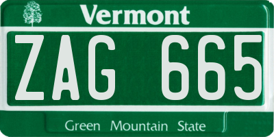 VT license plate ZAG665