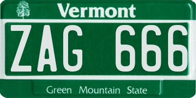 VT license plate ZAG666