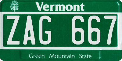 VT license plate ZAG667