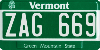 VT license plate ZAG669