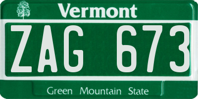 VT license plate ZAG673