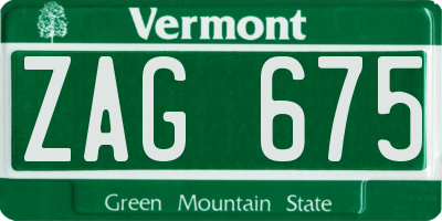 VT license plate ZAG675