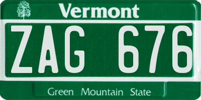 VT license plate ZAG676