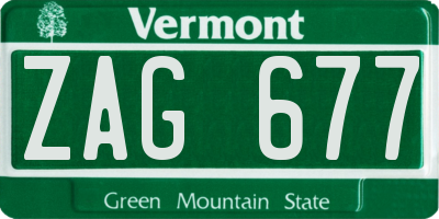 VT license plate ZAG677