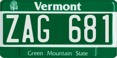 VT license plate ZAG681