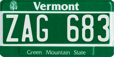 VT license plate ZAG683