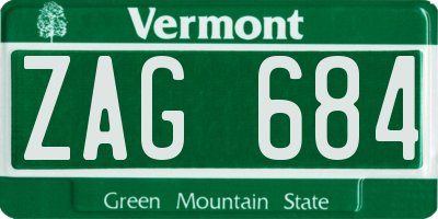VT license plate ZAG684