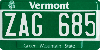 VT license plate ZAG685