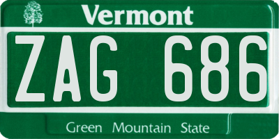 VT license plate ZAG686