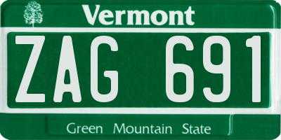 VT license plate ZAG691