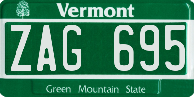 VT license plate ZAG695