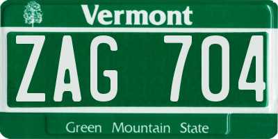 VT license plate ZAG704