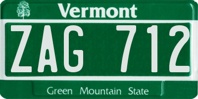 VT license plate ZAG712