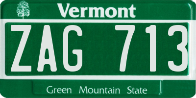 VT license plate ZAG713