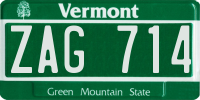 VT license plate ZAG714